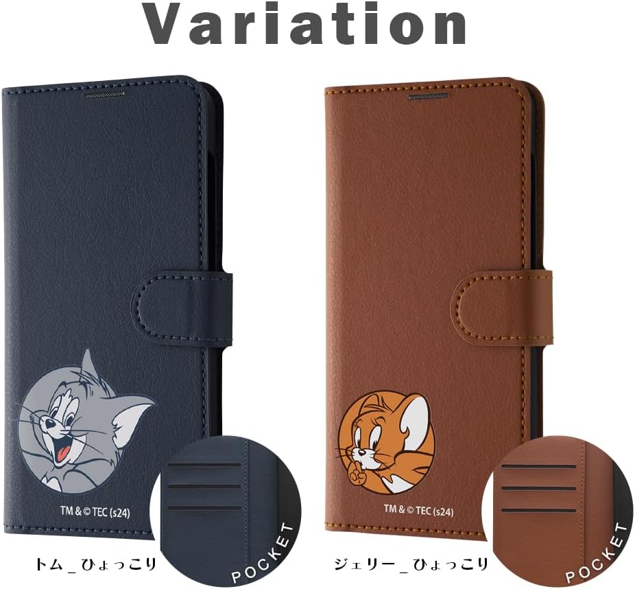 イングレム Ingrem Galaxy S24 Case Tom and Jerry Galaxy S24 SC-51E SCG25 Galaxy S24 Tom Notebook Type Leather Leather Case Cover Soft Hard Smartphone Cover Smartphone Case Tom_Hyokkori