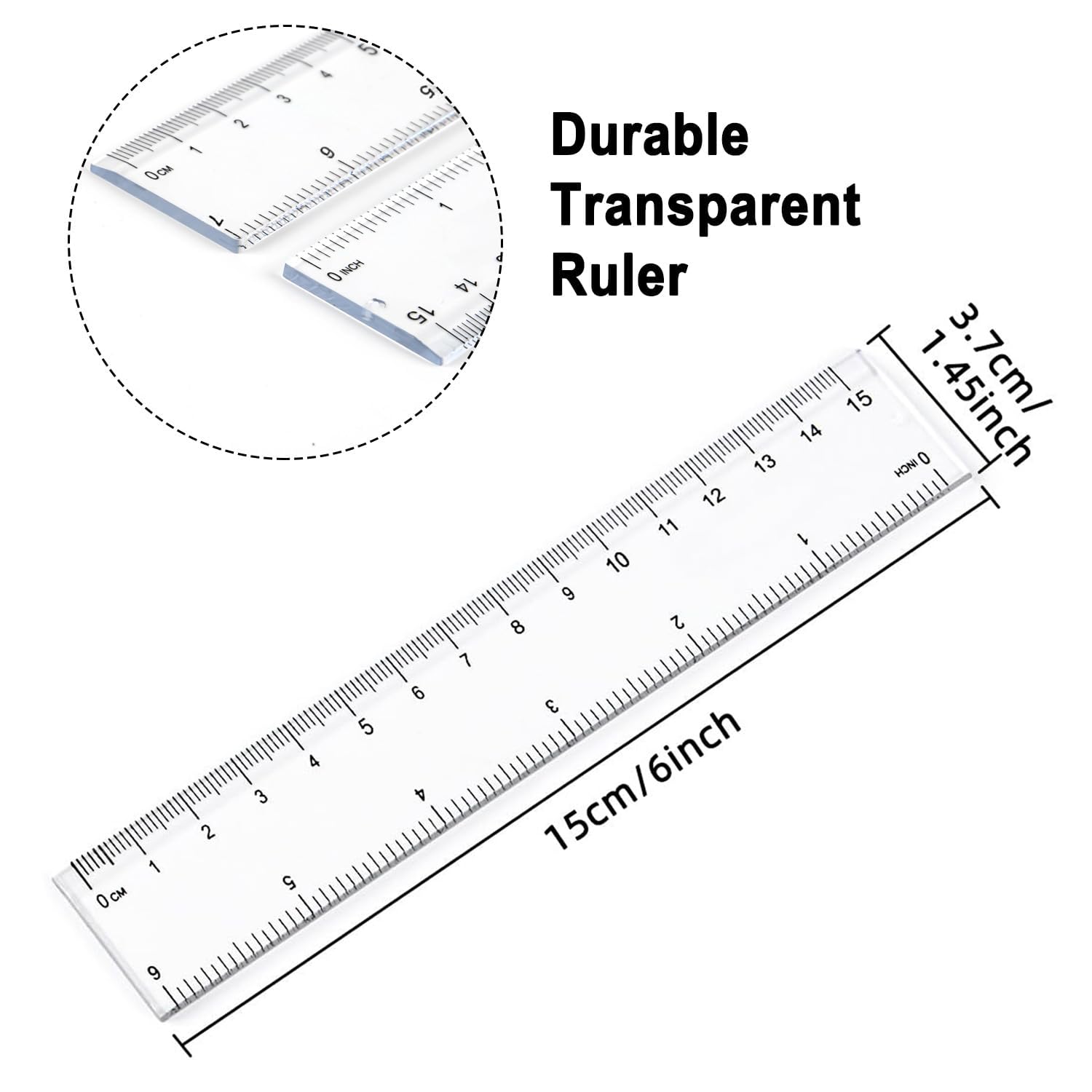 Lot De 4 Règles Plastiques Transparentes 15 Cm – Damier Ondulé, Uxcell
