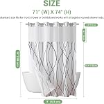 Rideau de douche avec Snap dans Linge amovible pour baignoires de salle de bain, Linges de douche rideau avec 2 Aimants, tissu imperméable en polyester avec fenêtre supérieure en mesh, (Grey White, 71" W X 74" H)