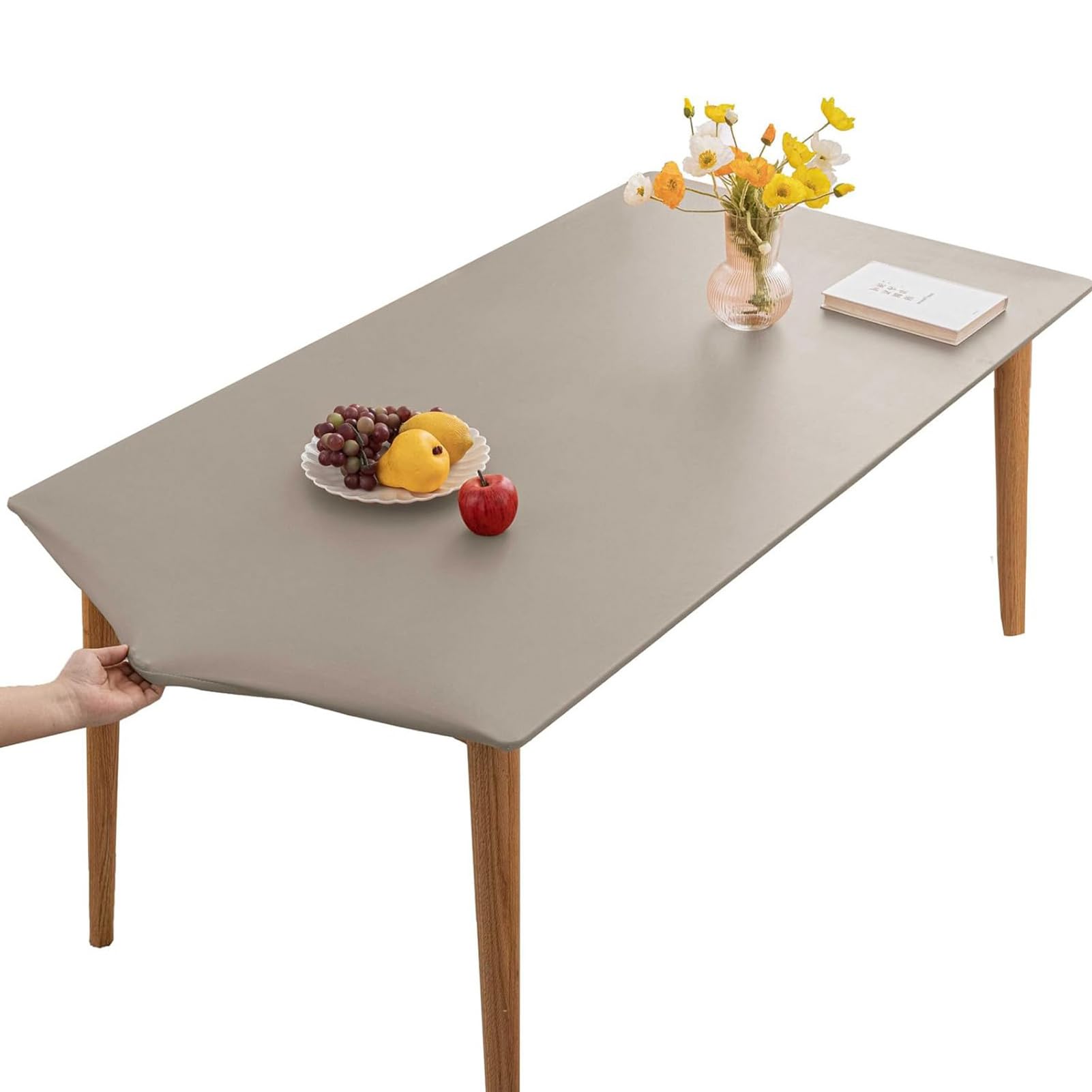 SXZAGZR Table Cloth, Rectangle Table Cloth, PVC Table Cloth, Wipe Clean Tablecloth,Stain Resistant,Waterproof,Oil-proof,Square Table Cover (Light Gray,80x120cm)