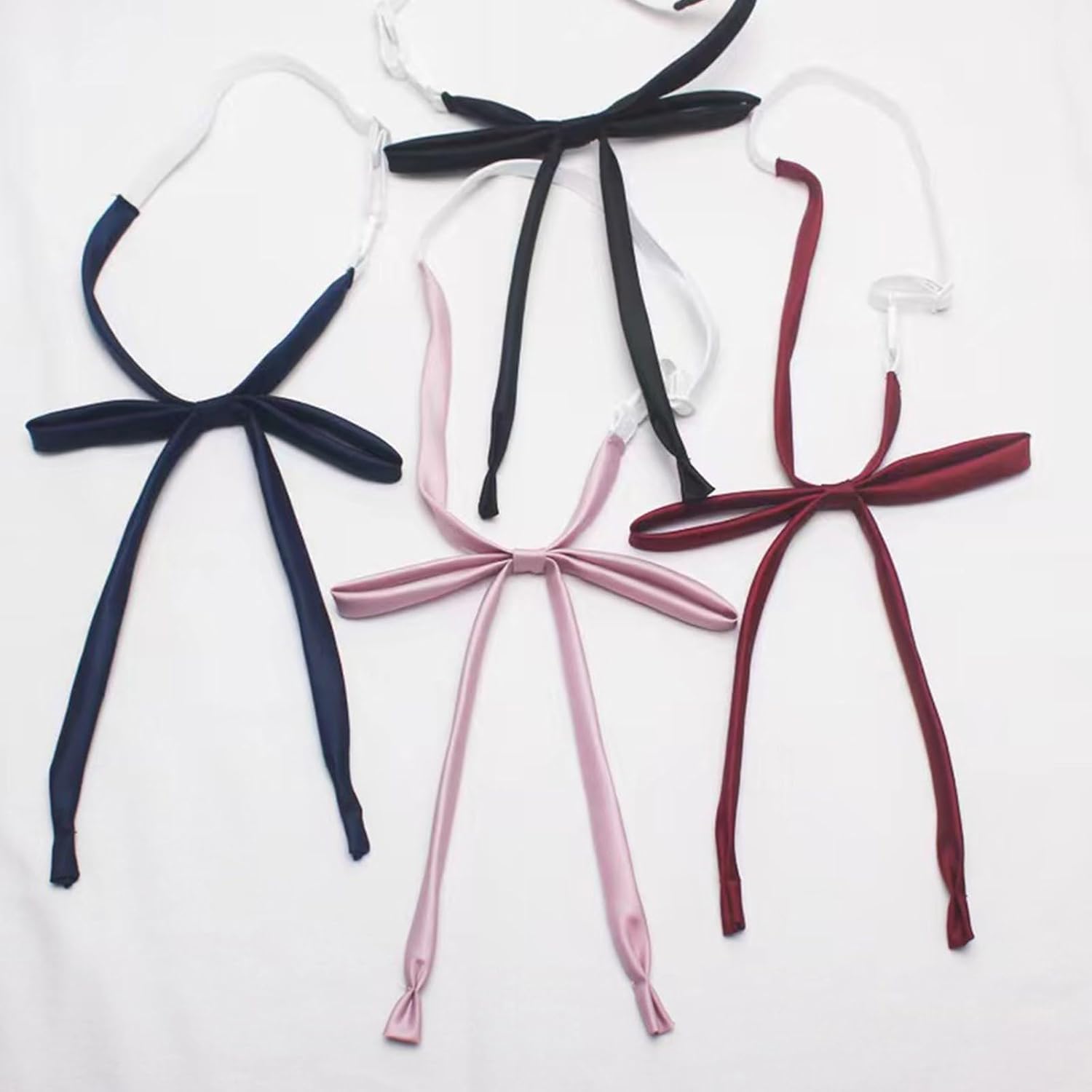 JK School Uniform Self-Tie Bow For Women Japanese Solid Color Adjustable Pre-Tied Streamers Ribbon Neck Party Accessory