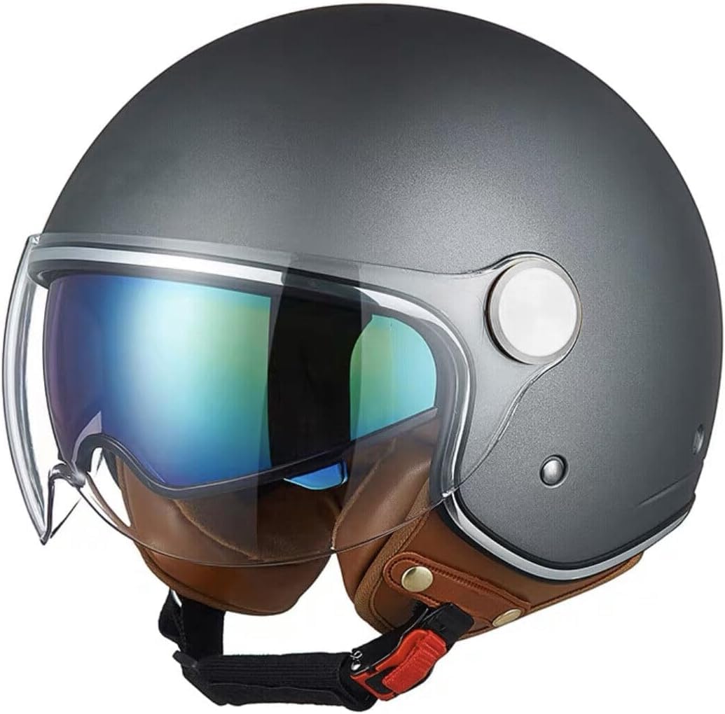 RSV19 Open Face Motorbike Helmet - Scooter Motorcycle Crash Jet Helmet for Men Women with Sun Visor - Electric Bike & Road Bike Road Legal ECE 22.06 Approved Motorbike Helmets