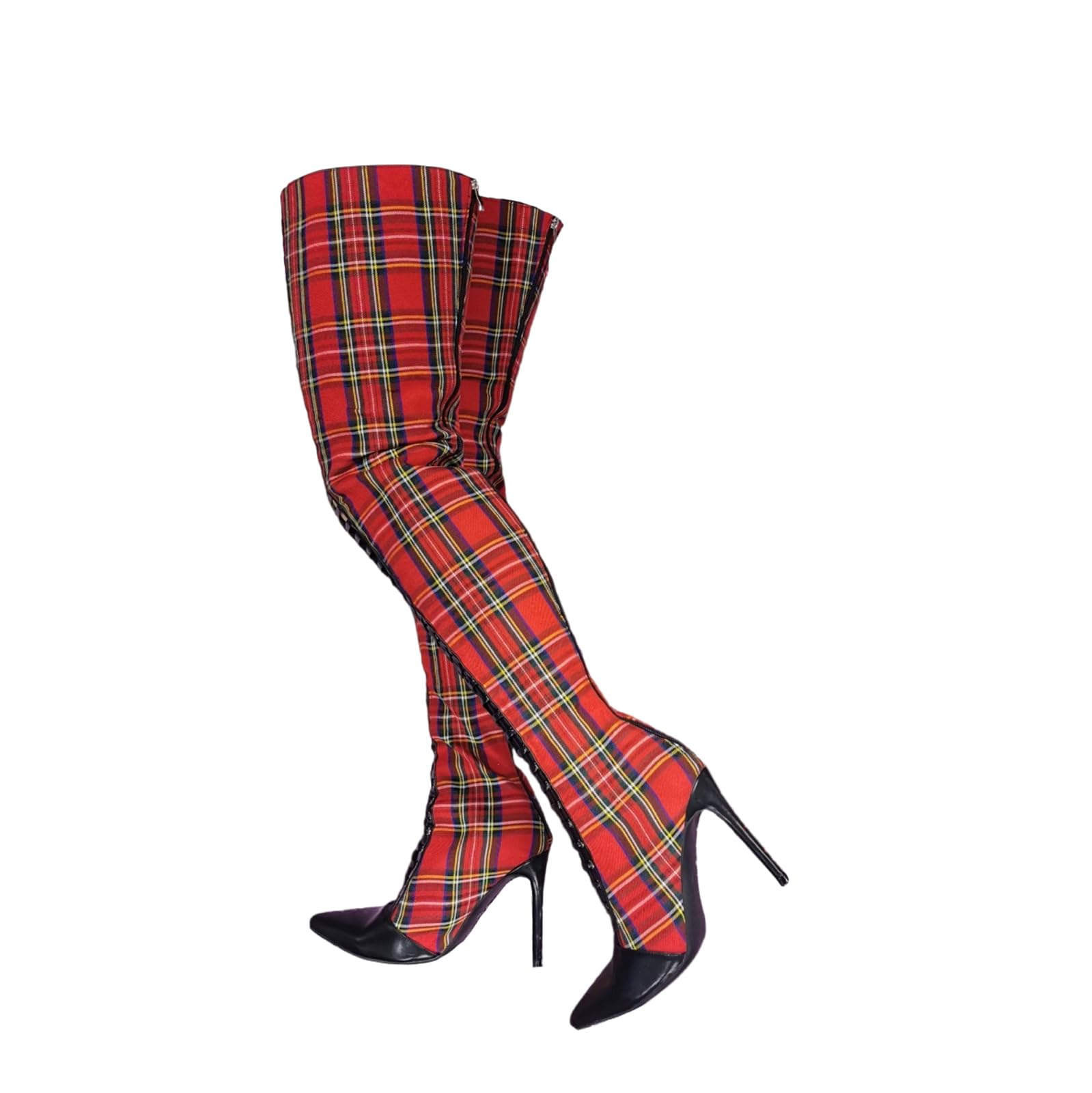 Tacones Altos para Mujer. Botas Rojas Puntiagudas por Encima de la Rodilla para Mujer. Botas de tacón Alto de Aguja para Mujer. Botas hasta el Muslo para Bailarinas de Striptease