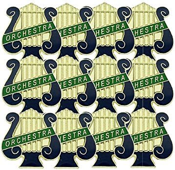 1 Inch Orchestra Music Lyre Lapel Pin - Package of 12, Poly Bagged