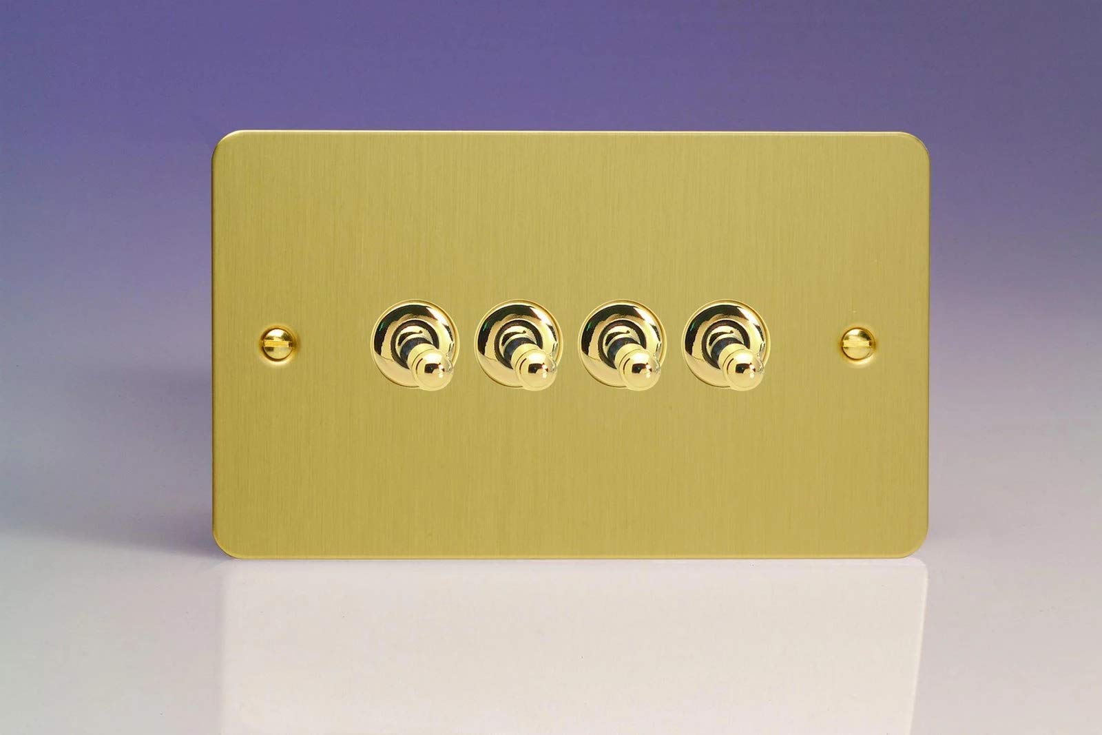 Switch Brass Quad Toggle 10A 4-Gang 2-Way Ultraflat Brushed Varilight XFBT9