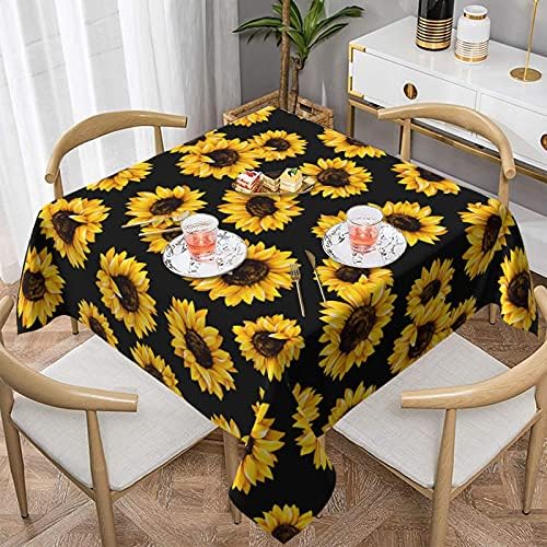 YETOUTOU Sunflower Tablecloth for Square Table Polyester Table Cover for Kitchen Dining Room Decor Outdoor Party 54"X54"