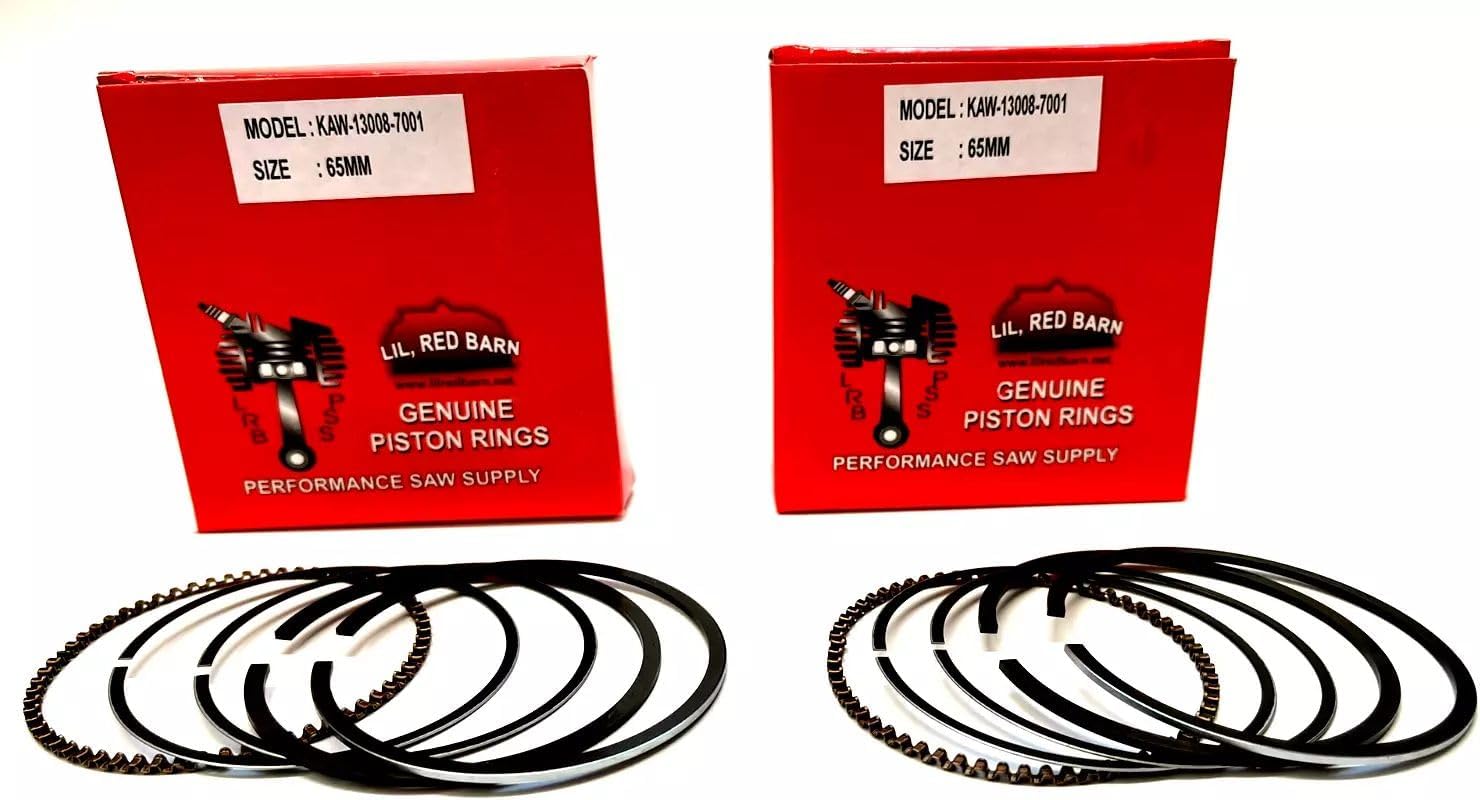Two Piston Ring Sets Compatible with Kawasaki FH430V, FH381V, 13008-7001, 13008-6062 65mm, black