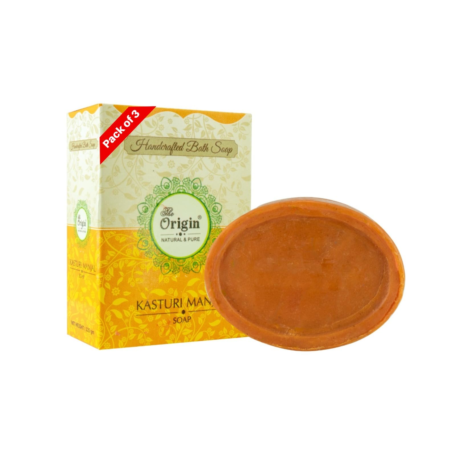 The Origin Handcrafted Kasturi Manjal Soap (125g) - Natural Ayurvedic Wild Turmeric Bath Soap for Skin Brightening, Acne Control & Anti-Aging | Enriched with Coconut Oil & Aloe Vera | Khadi India (Pack of 3)-image-37