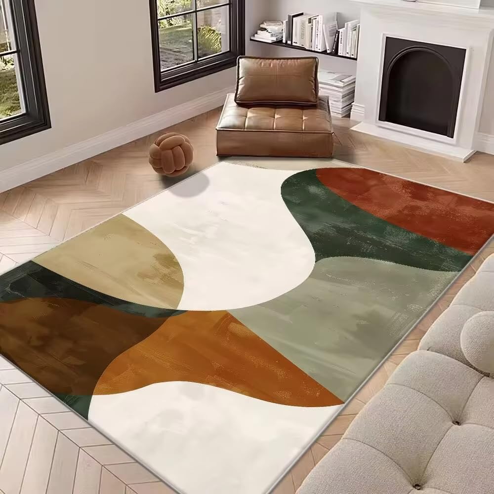 Tapis de Salon Moderne et Abstrait de Grande Taille, antidérapant et Lavable (120 x 180 cm), idéal pour la décoration de la Maison et de la Chambre