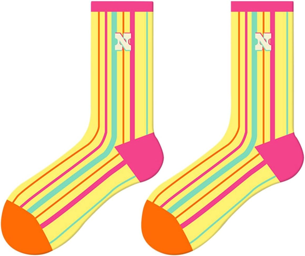 Lace Hose Socks Autumn And Winter Colorful Striped Contrasting Color Splicing Socks Zhuji Socks Honeycomb Fishnets