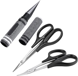 CrazyHobby RC Body Reamer, Curved Scissor & Straight Scissor RC Car Body Mounting, RC Bodyshell Hobby Repair Tools 3pc Combo Set (Black)