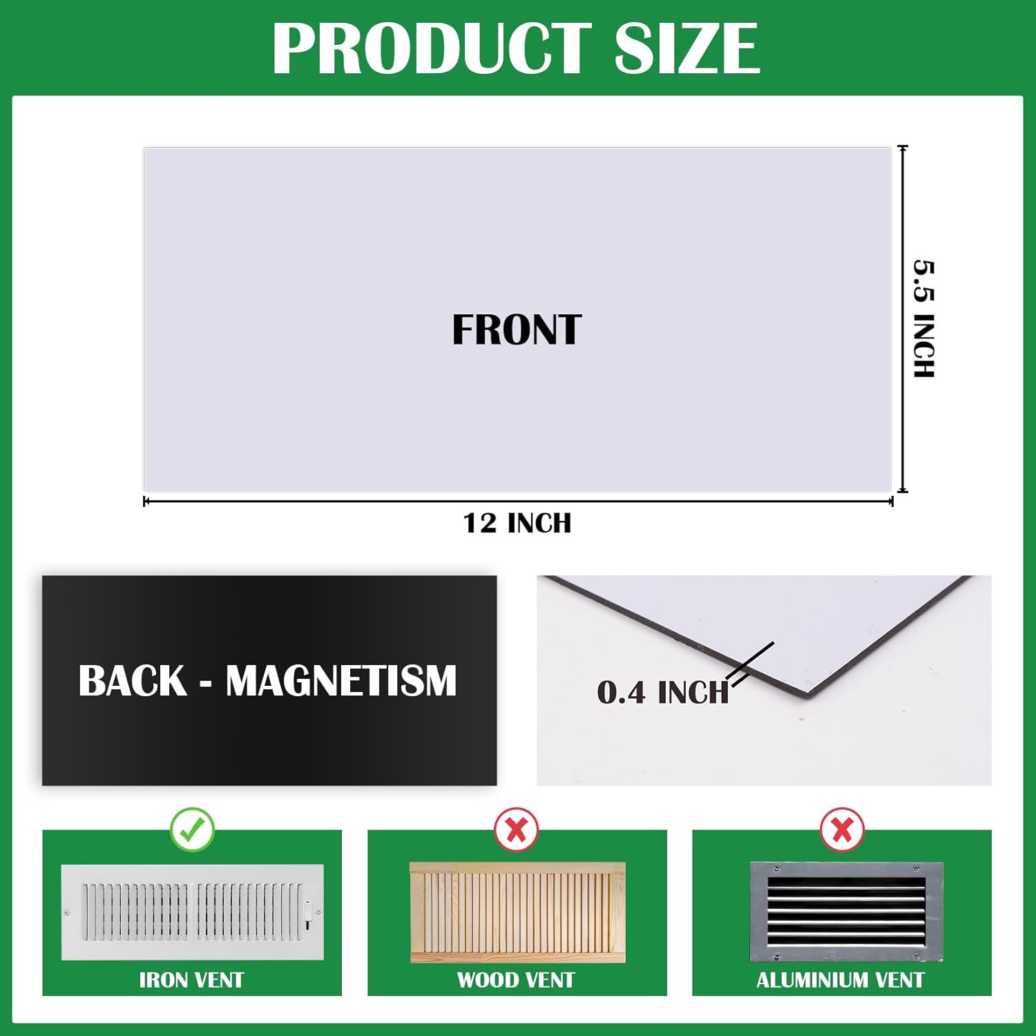 VNDUEEY 8 Pack Magnetic Vent Covers, Strong Vent Covers 5.5" X 12" High Strength Magnetic Vent Cover for Floor Wall and Ceiling Registers, Air Vent Covers for Home HVAC and AC Vents