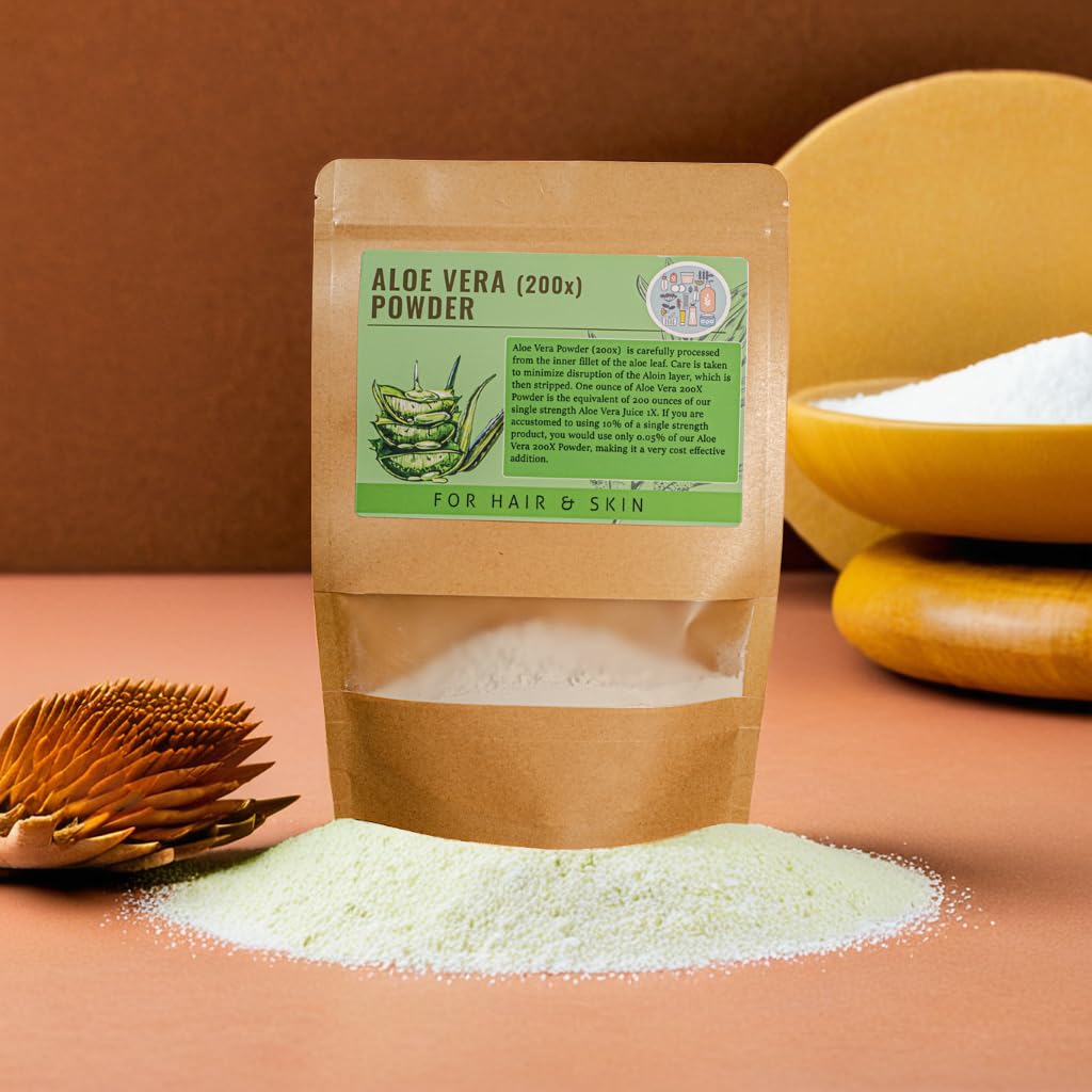 DIYformulators Aloe Vera Extract Powder 200:1 - Freeze-Dried, Cosmetic Grade, Water-Soluble - for Skin Care, Serums, Lotions & Soap Making - 4 oz