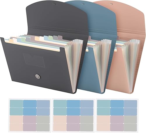 Harloon Carpeta de archivos expandible, paquete de 3 organizadores de archivos de 13 bolsillos, tamaño carta A4, organizador de documentos de papel, Harloon Carpeta de archivos expandible, paquete de 3 organizadores de archivos de 13 bolsillos, tamaño carta A4, organizador de documentos de papel,