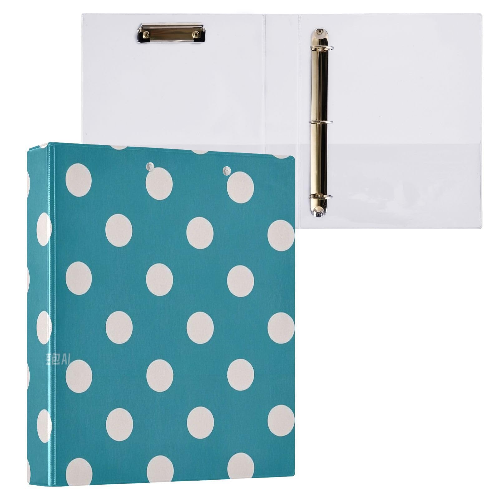 Raccoglitori scolastici da 1 cm e mezzo, motivo a pois, colore: blu