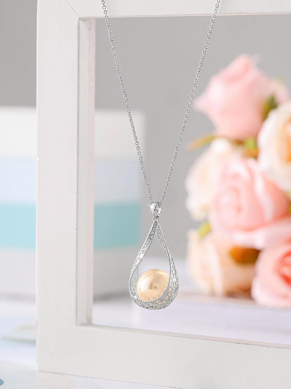 Big Pearl Necklace and Earring Sets for Women Glod Plated Jewelry Set