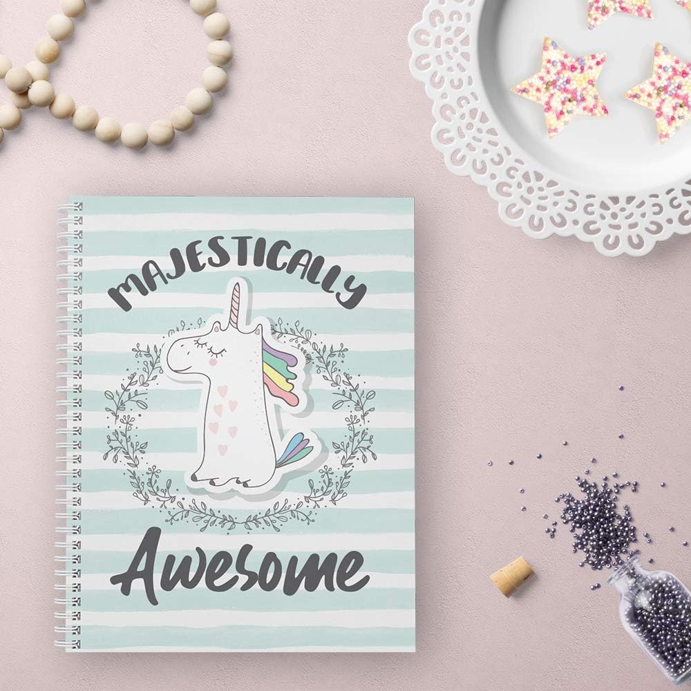 Softcover Majestically Awesome 8.5" x 11" Unicorn Spiral Notebook/Journal, 120 Wide Ruled Pages, Durable Gloss Laminated Cover, White Wire-o Spiral. Made in The USA - Image 5
