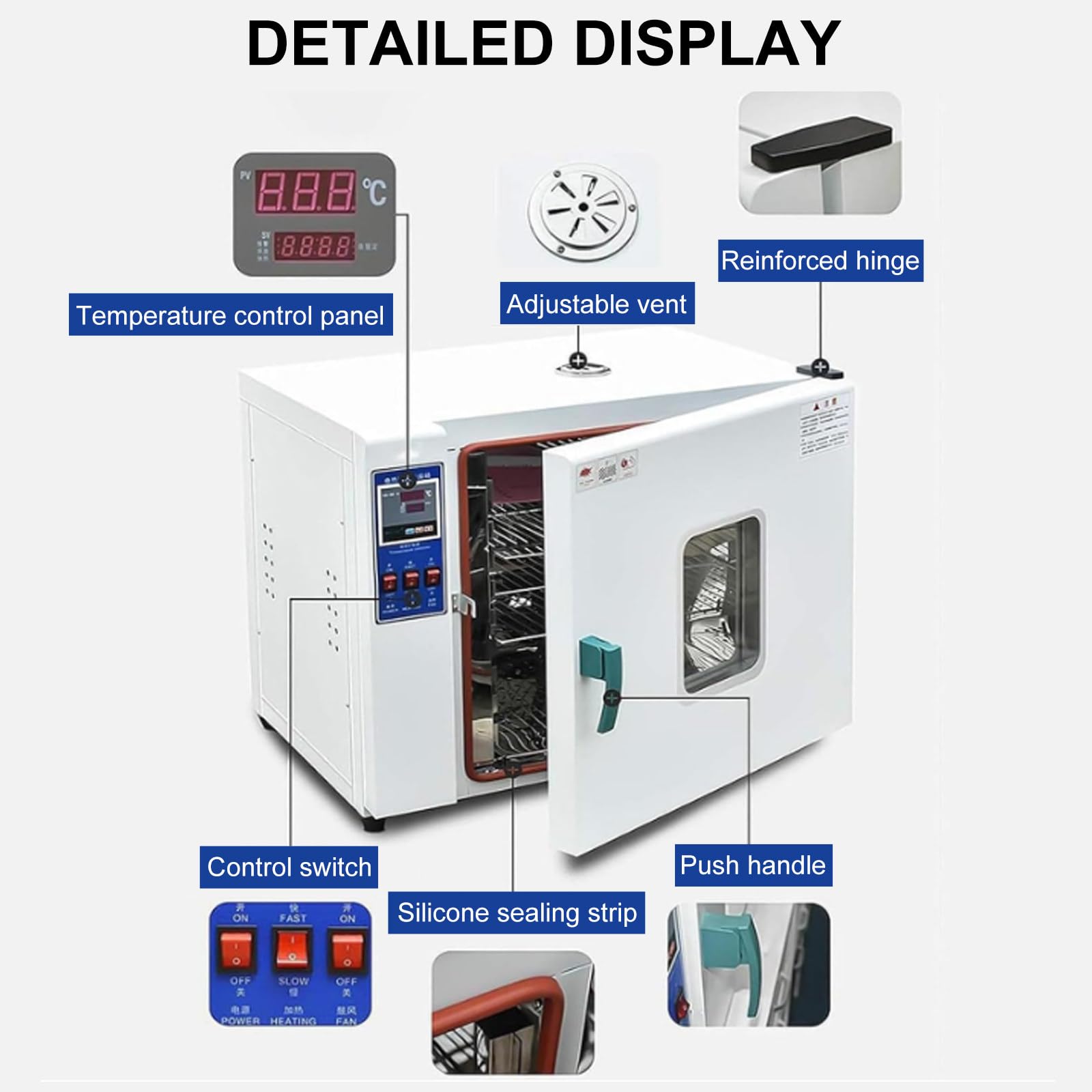 Forno Essiccazione Digitale Termostatico Da Laboratorio, Per Il Riscaldamento E L'Essiccazione Precisione Applicazioni Industriali E Scientifiche 16L101-0B