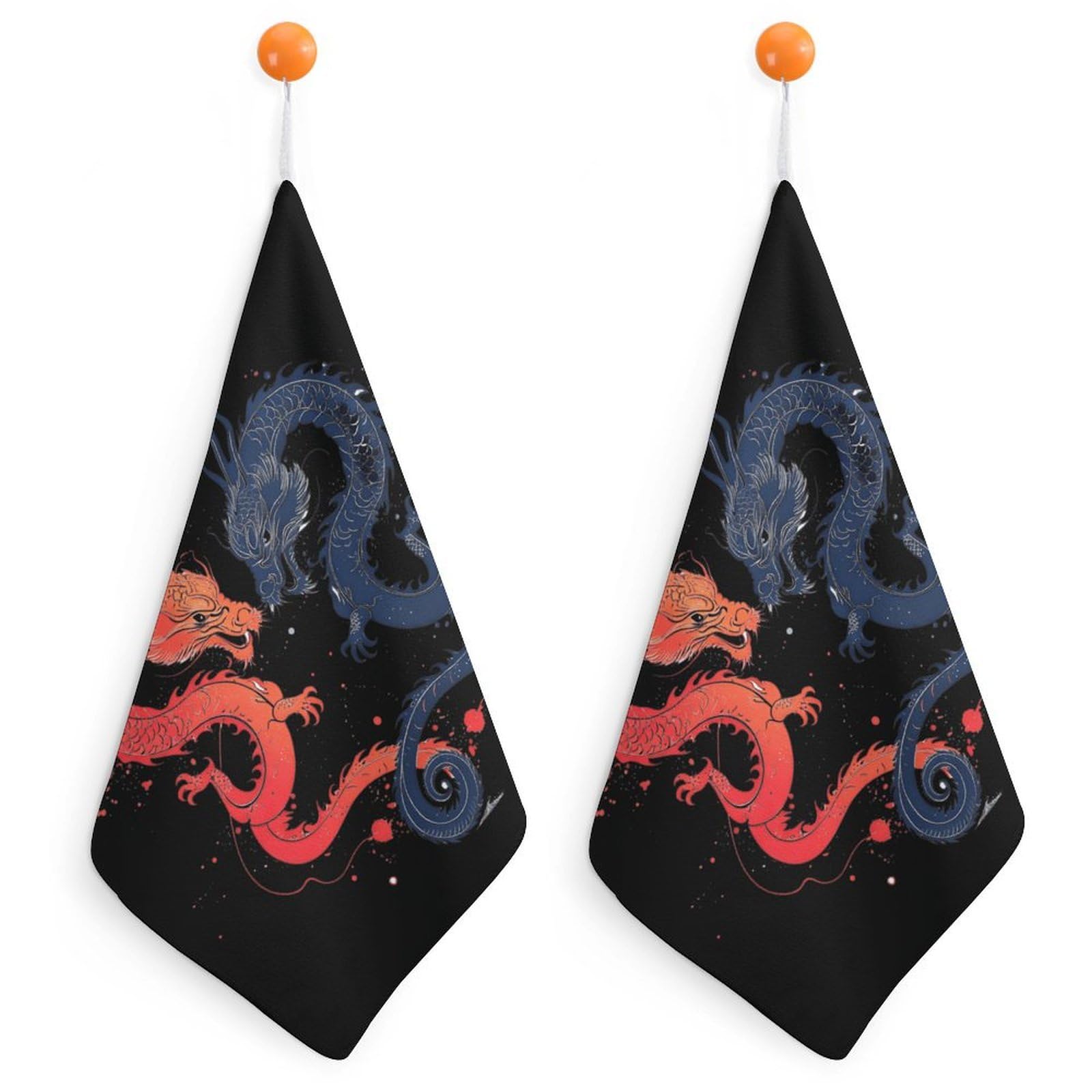 CGSBNGHA Ying And Yang Japanese Dragons Hand Towel Hanging Face Towels Cleaning Cloths Handkerchief for Bathroom Kitchen