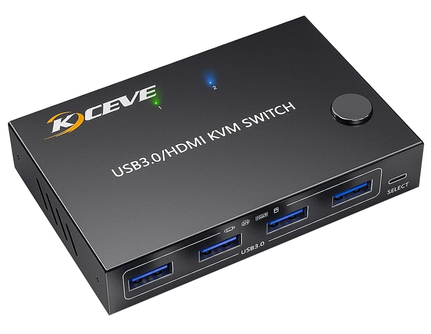 KCEVE KVM Switch 2 Computer 1 Monitor HDMI | 4K @ 60Hz, USB 3.0 KVM Switch HDMI per 2 computer condivisione tastiera mouse, telecomando cablato (4K HD 2 in 1 out)