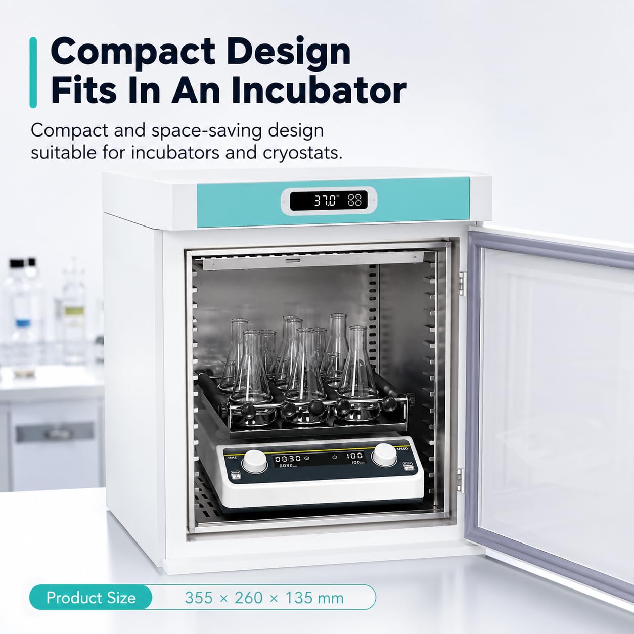 Agitador orbital de laboratorio, velocidad ajustable de 0 a 210 RPM, fácil de limpiar, ideal para mezclar y agitar muestras en entornos de laboratorio