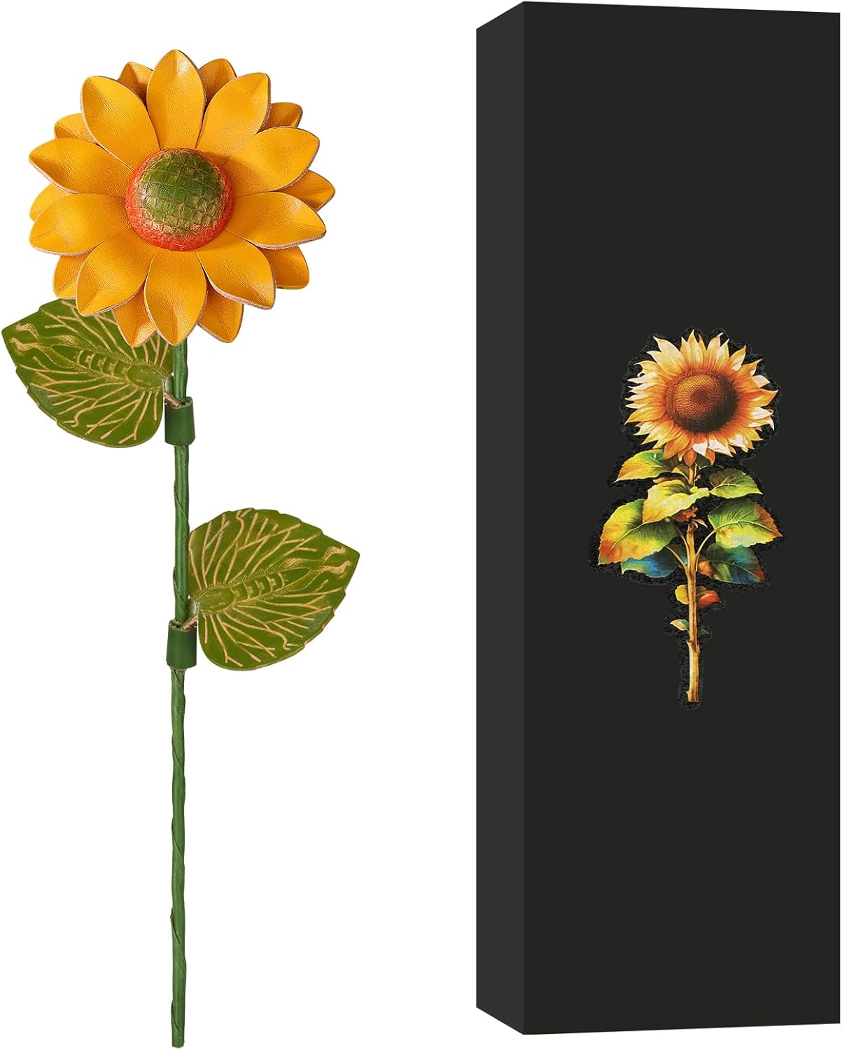 Genuine Leather Sunflower 3rd Year Anniversary Keepsake for Her Him, Leather Gifts for 3 Year Anniversary