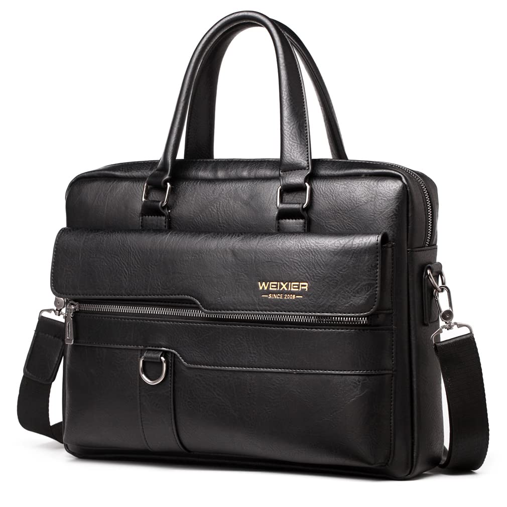Business Briefcase Messenger Bag Handbag for Men Women Office Work Laptop Computer Crossbody Shoulder Travel Outdoor Daypack (Black)