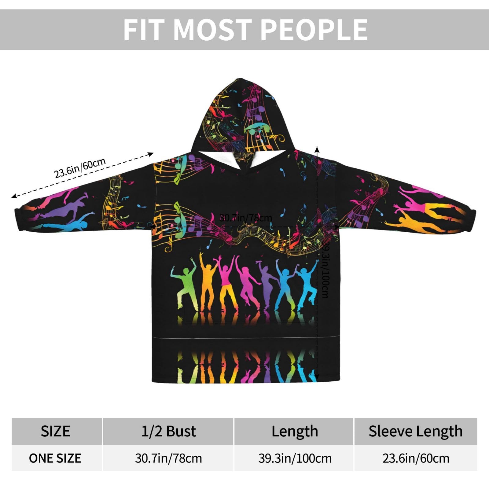 Dance With Music Print - Coperta oversize con cappuccio, in flanella, indossabile, unisex, per adulti, donne, uomini, soffici e confortevoli