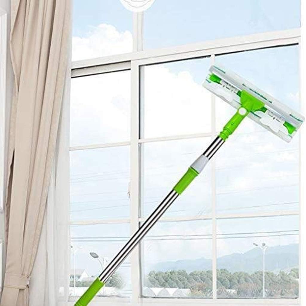 Extension Pole Window Washing Tool Microfiber Squeegee for Car Windshield Glass,Shower Room,Outdoor High Window Cleaning