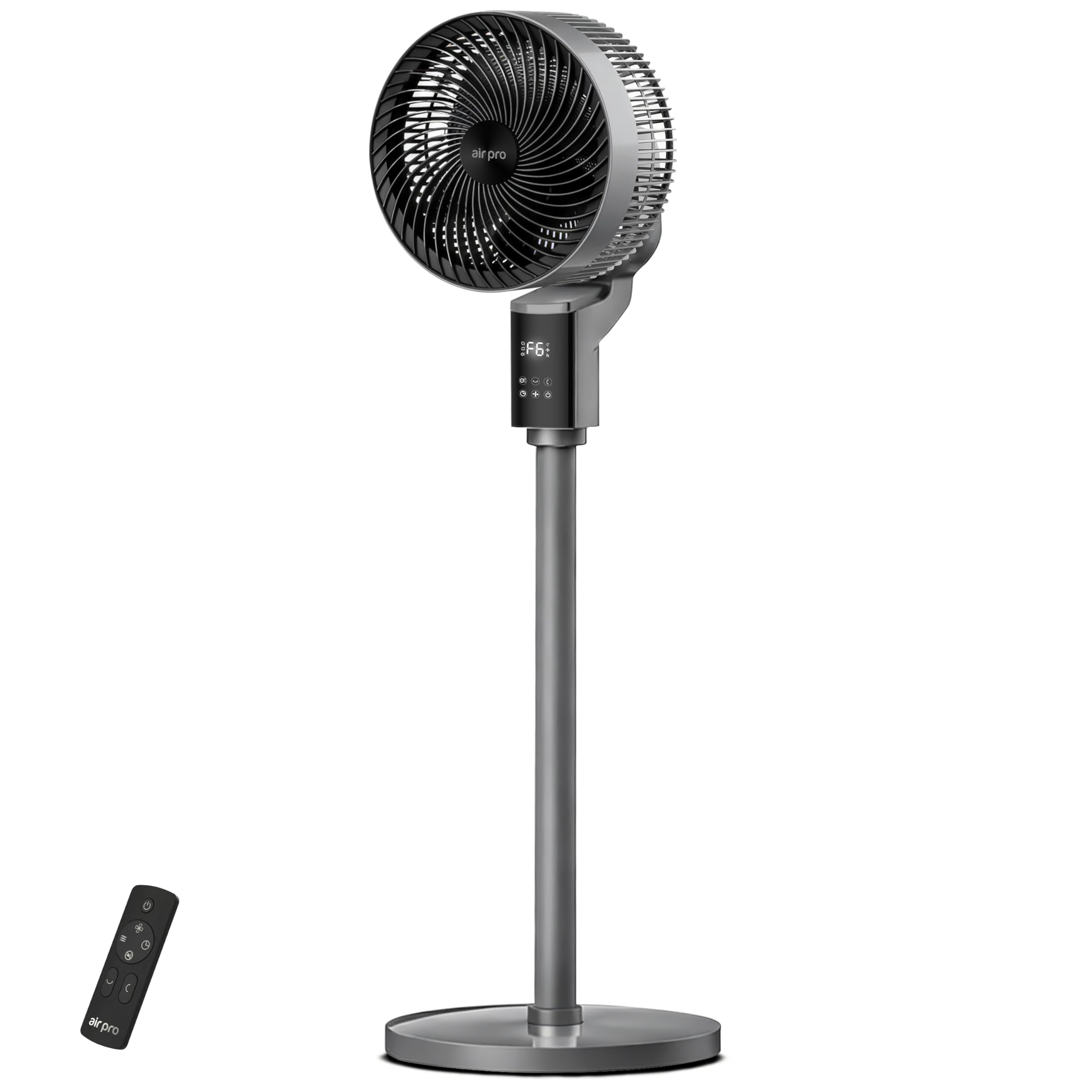 Air Pro 12" Pedestal Fan SmartVoice™ & Remote Control 3D Oscillation 12 HR Timer Quiet Copper Motor Air Cooling & Circulator Height Adjustable Fan- Small Fan with 6 Speeds 4 Modes Office Home Bedroom