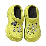 HCHCTRY Women's Platform Clogs Slip on Slides Shoes Beach Sandals Gardener Clog Hight Heels Mule Slippers Garden Shoes DIY Accessories Sandals (Green-A,7.5)