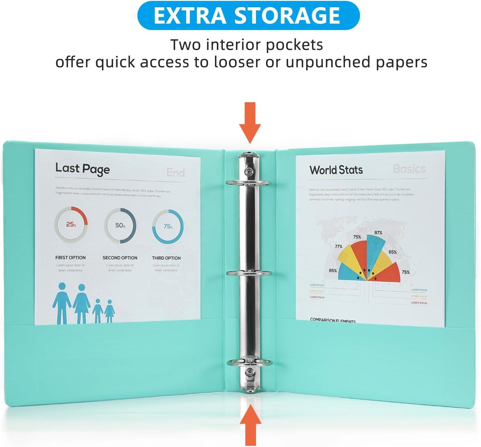 2 Inch 3 Ring Binders,SEEKIND 2'' Round-Ring View Presentation View Binders,Holds Up to 8.5" 11" Paper,Customizable Clear Cover,for Home,Office,and School Supply,4 Pack