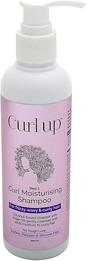 Curl Up Moisturising Curly Hair Shampoo – For Dry Frizzy, Wavy & Curly Hair – Sulphate Paraben And Silicone Free – 200 ml