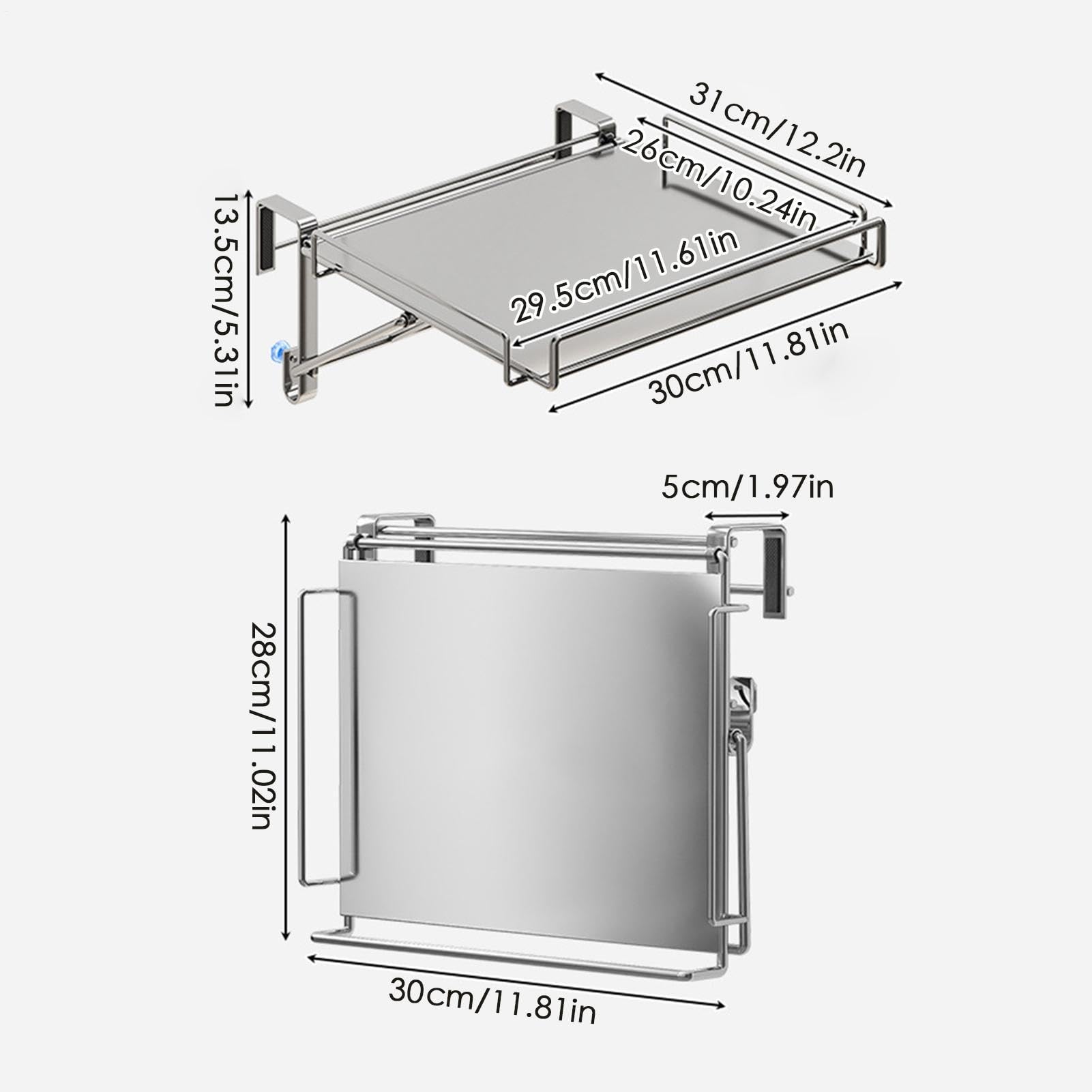 Generisch Organizador de acero inoxidable – Estante multiusos para puerta de armario, estante de almacenamiento multiusos, de cocción mejorada, ayudante de cocina para utensilios de cocina