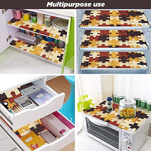 Image of Polyester 3-Layered Digital Printed Fridge Top Cover /Refrigerator Cover with Utility Pockets and Set of 4 Pc Fridge Mats (Color-Yellow, Size-39x21 Inches)