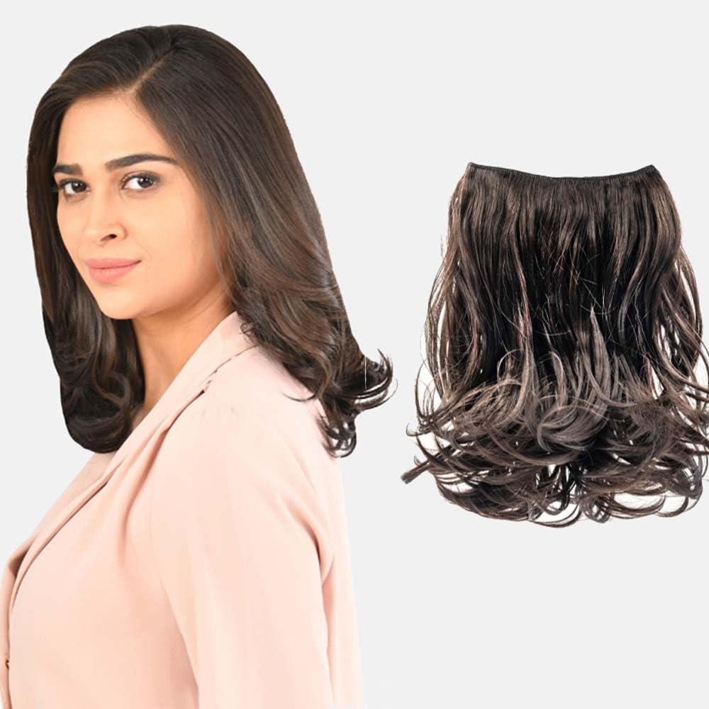 JustClipIt Elsa Wavy Hair Extension – Short Natural Brown | Clip-In Heat-Resistant Synthetic Fiber | Lightweight, Reusable & Damage-Free for Instant Volume and Style-picture-21