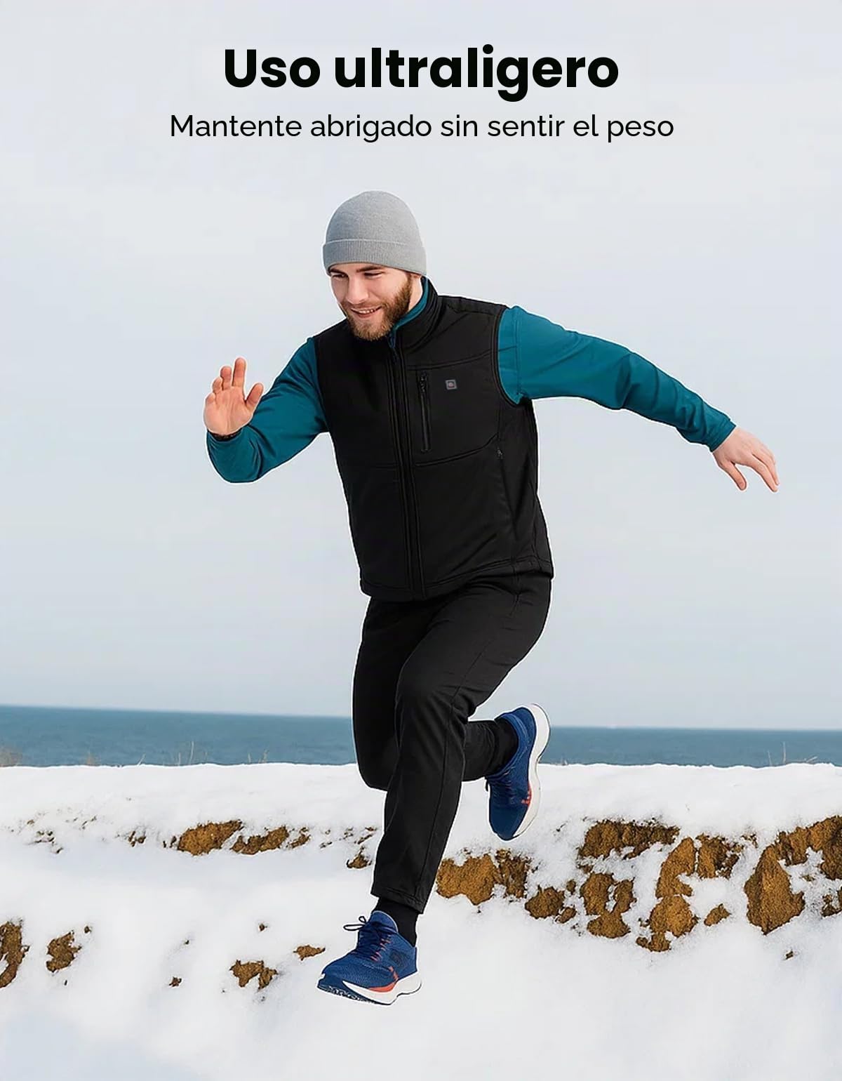 KEMIMOTO Chaleco Calefactable, Chalecos Impermeable Térmicos APP Exclusiva y Batería de 10000 mAh, Tejido Softshell Tela a Prueba de Viento 3 en 1, 4 Zonas de Calor Moto Esquí Senderismo