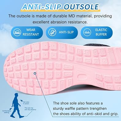 Running Shoes Womens Trainers Walking Shoes Air Cushion Athletic Sneakers Ladies Breathable Mesh Sport Shoes Lightweight Non Slip Tennis Shoes Workout Casual Gym Jogging Shoes