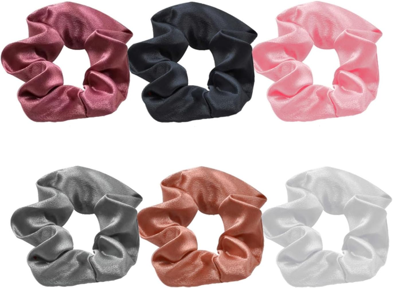 Jxuane Silk Satin Hair Scrunchies for Women & Girls, 6Pcs Soft Elastic No Damage Hair Ties, Colorful Ponytail Holders for Teens and Ladies,Hair Bands