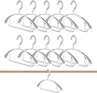 Vista 10 de Paquete de 10 ganchos anchos para colgar el hombro, antideslizante para ropa, organizador de armario con barra de pantalones, percha resistente