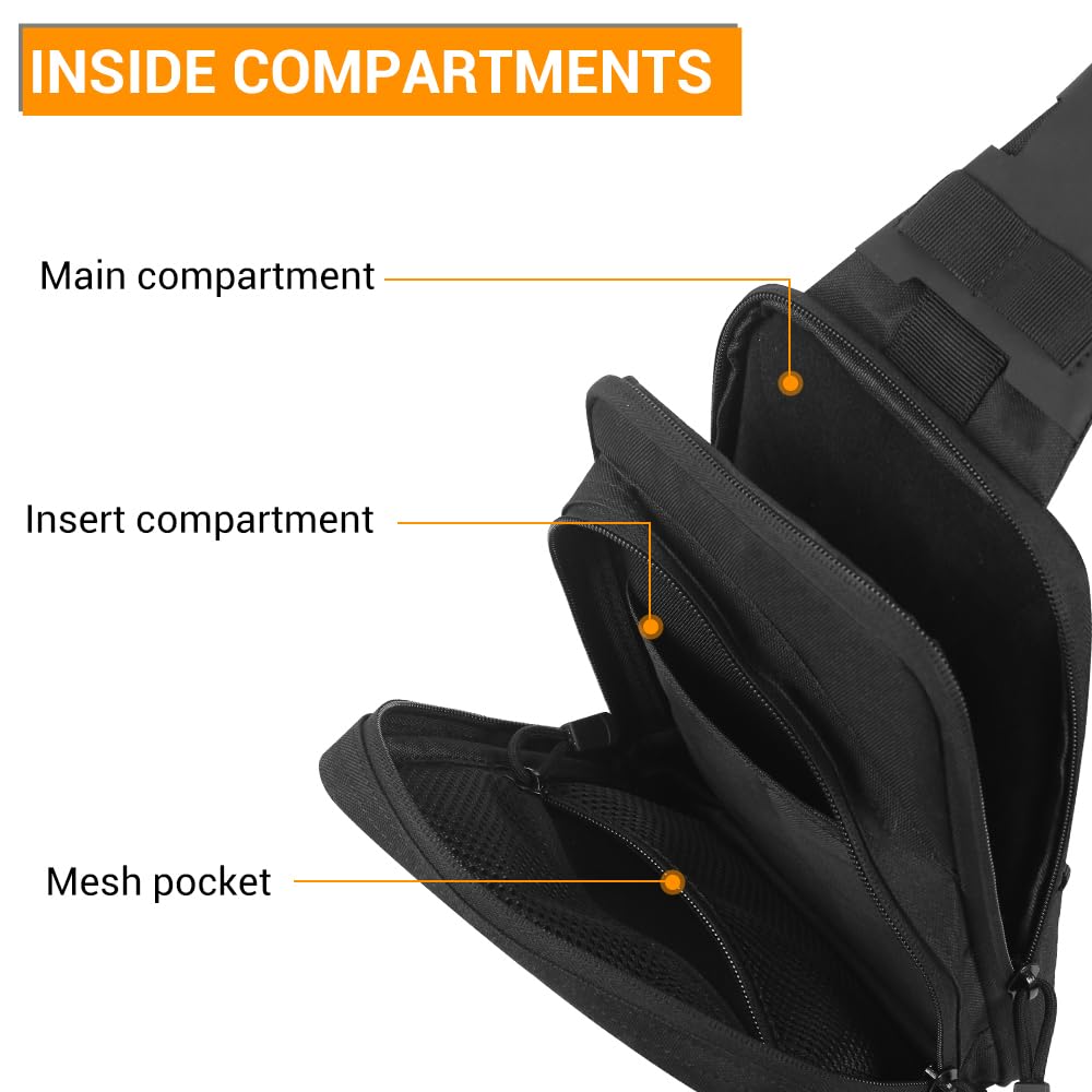 EDC Sling Brusttasche, Taktische Umhängetasche, Verdeckter Waffentasche, Trage Schulterrucksack für Männer, Reisen, Wandern, Outdoor