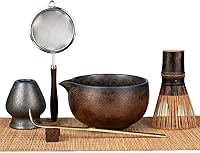 Vista 1 de Matcha Whisk Set 7-Piece with Handmade Matcha Bowl & 100-Prong Purple Bamboo Whisk (Chasen), Complete Matcha Kit with Holder, Scoop & Rest, Bamboo