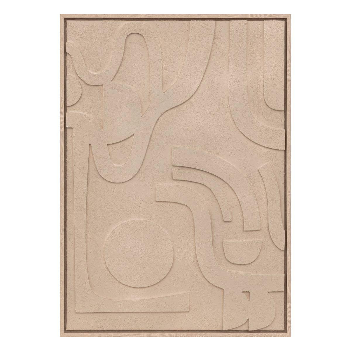 Atmosphera - Tableau Mural 3D Azra - Beige - 50 x 70 cm - Toile en Relief Abstrait - pour Salon, Chambre, Bureau