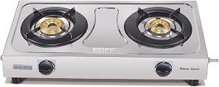 USHA Maxus Gs2 001 Stainless Steel Brass 2 Burners Cooktop (Silver, Manual Ignition)