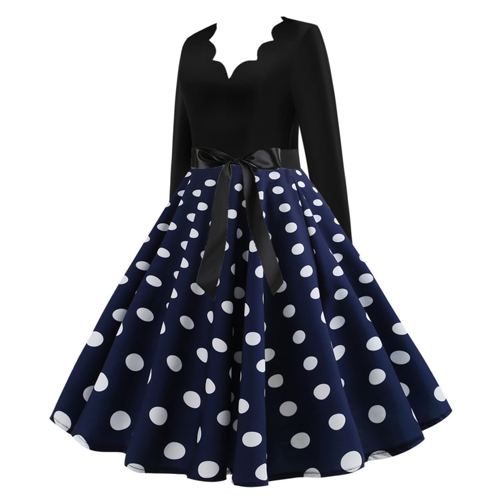 Spiaggia Primavera Abiti Grafici per Le Donne Scollo A V A Pois Casual Vacanza Vestito Estate Teen Trendy Manica Lunga 2026 Signore Lavoro Fluido Elegante Cocktail Sexy Modesto lusinghiero