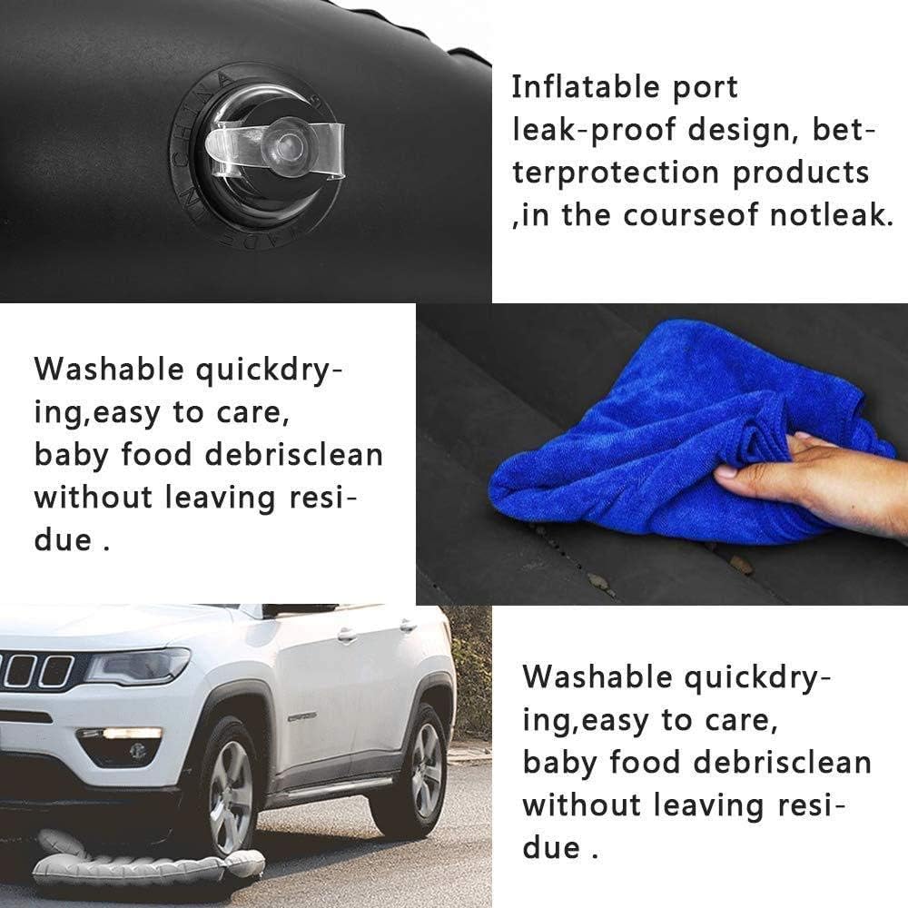 Materac dmuchany zagęszczony flokowany materac podróżny dmuchany materac kempingowy materac samochodowy na tylne siedzenie SUV z pompą powietrza,normal-Gris