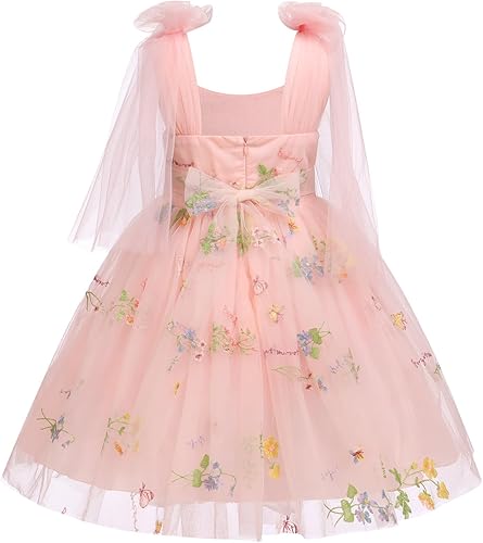 Vista 3 de Vestido de mariposa para niña de las flores, para niños, princesa, cumpleaños, boda, dama de honor, concurso, fiesta, formal, vestido de tul sin
