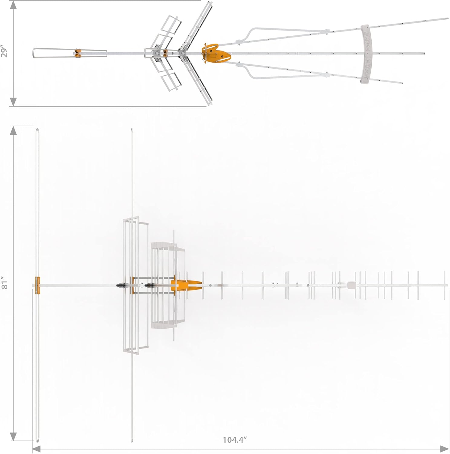 Өлчөмдөрү бар DAT сериясындагы BOSS Mix LR антеннасы