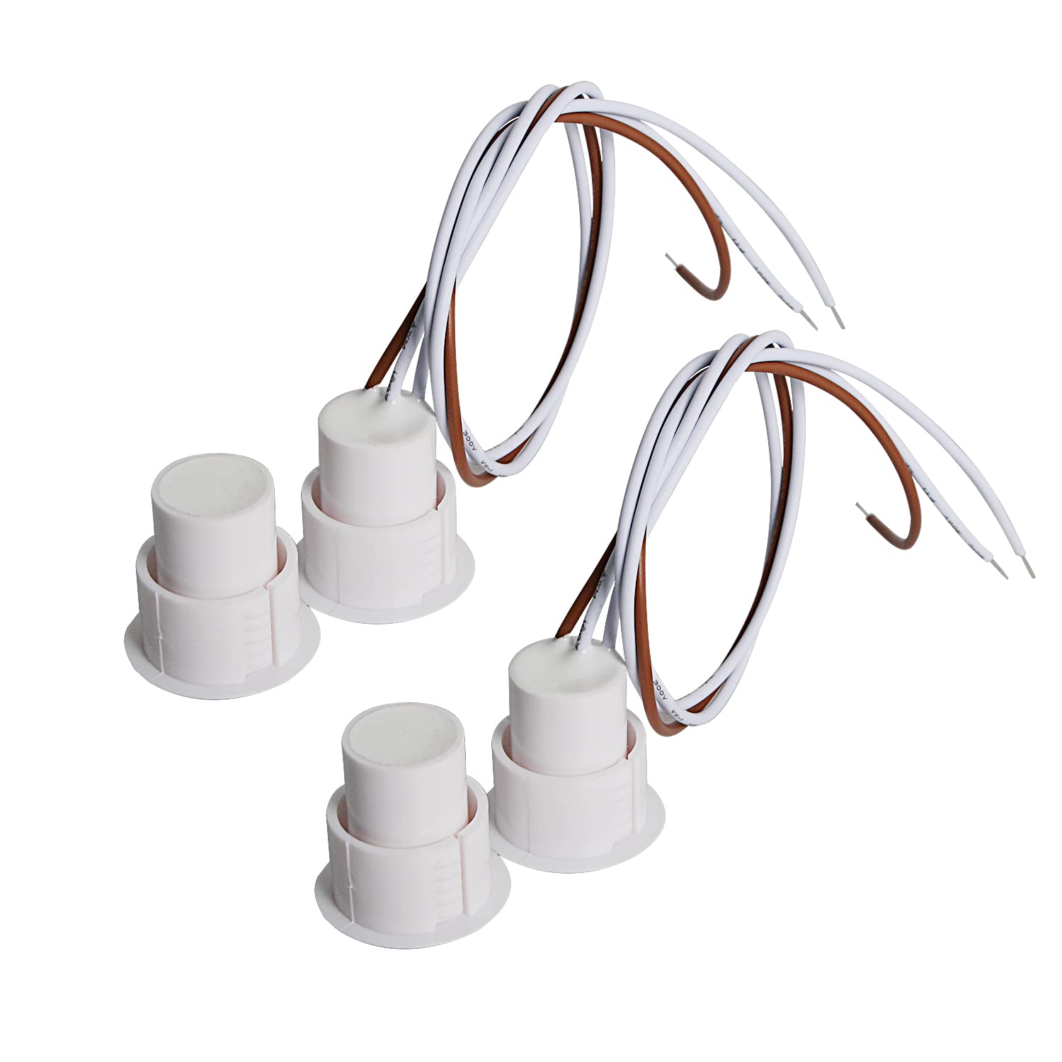Aoje-Link RC-36 NC + NO Recessed Wired Security Window Door Contact Sensor Alarm Magnetic Reed Switch for Home Security Access Control and Burglar Alarm Systems White 2pcs