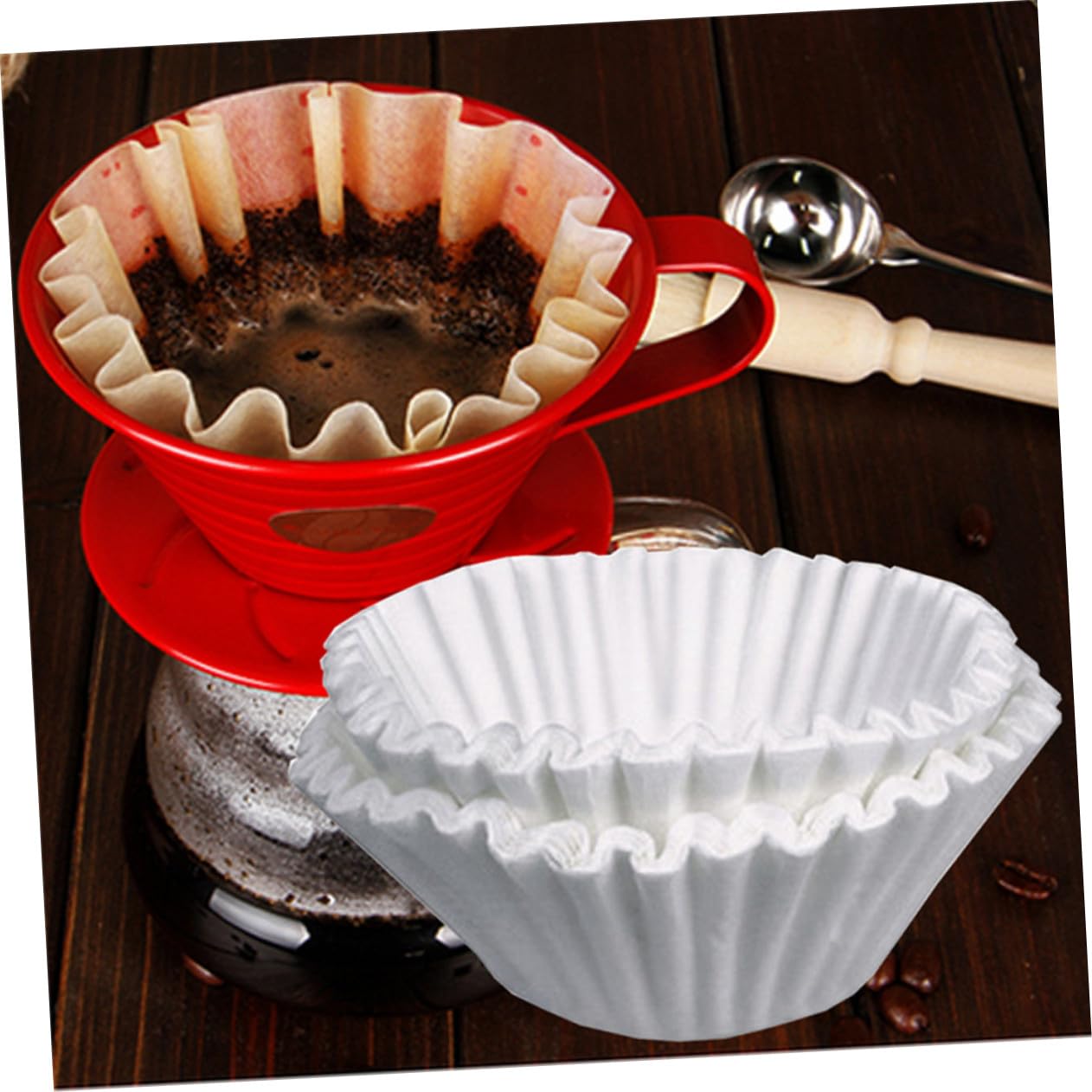 Kaffeefilterpapier 500 Stück 18cm, Weißes Papier für Gewerbliche Maschine | Geschmackserhalt, Hohe Seiten gegen Überlaufen, Passend für Amerikanische Filterzubereitung